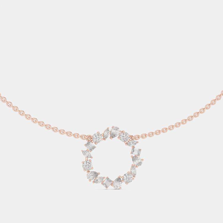 Pre Owned 1.50 cts Mixed Shape Fancy Cut 18k Rose Gold Lab Grown Diamond Pendant