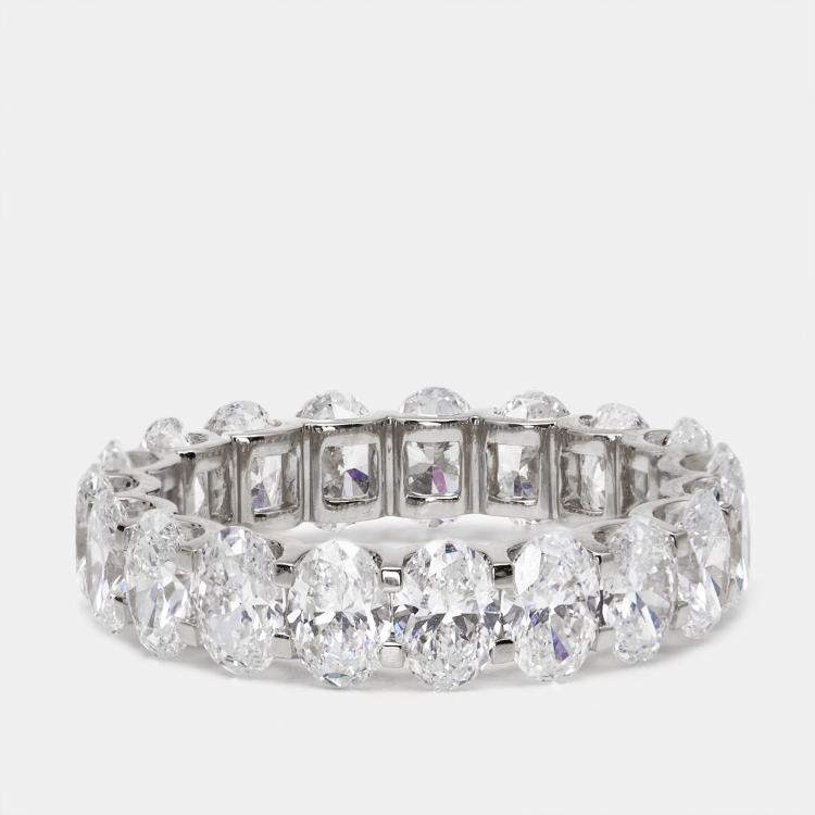 Pre Owned 4.80 cts Oval Brilliant Lab Grown Diamond 18k White Gold Eternity Band Ring Size 53