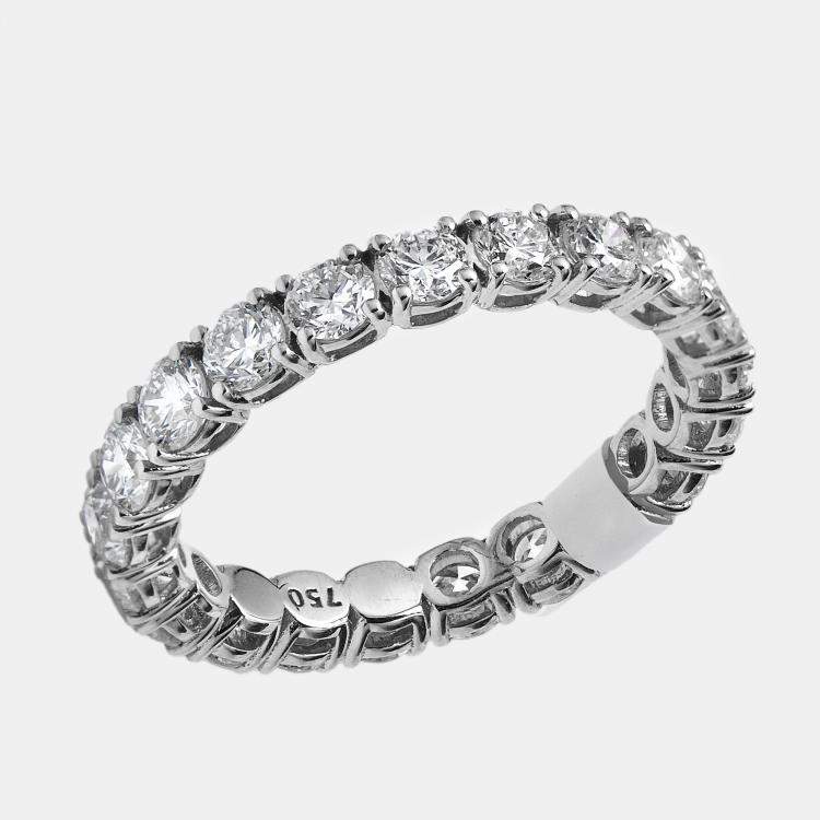 Pre Owned 2.18 cts Round Brilliant Lab Grown Diamonds 18k White Gold Eternity Band Ring Size 53