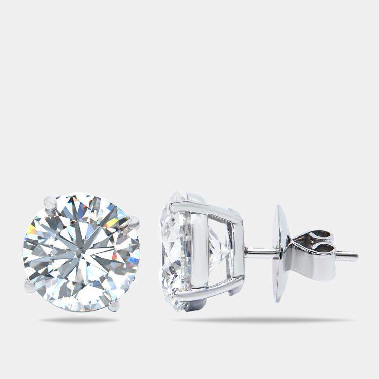 Pre Owned 8.00 cts Round Brilliant 18k White Gold Lab Grown Diamonds Solitaire Earrings