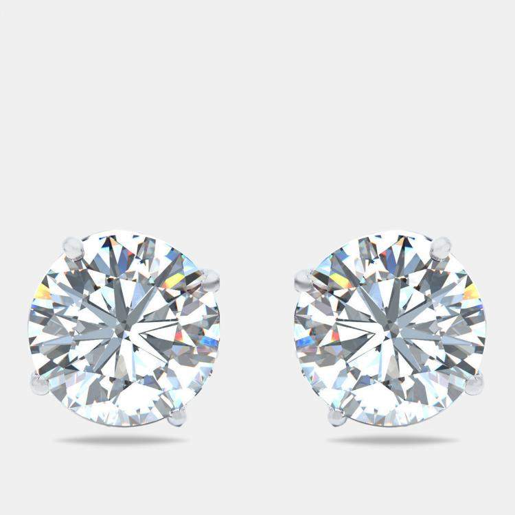 Pre Owned 8.00 cts Round Brilliant 18k White Gold Lab Grown Diamonds Solitaire Earrings