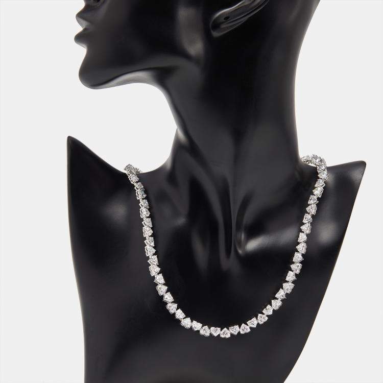 Pre Owned 35.5 cts Heart Lab Grown Diamond 18k White Gold Necklace