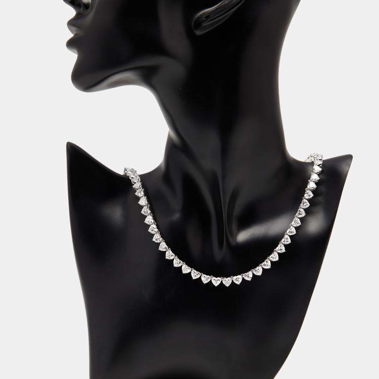 Pre Owned 33.5 cts Heart Lab Grown Diamond 18k White Gold Necklace
