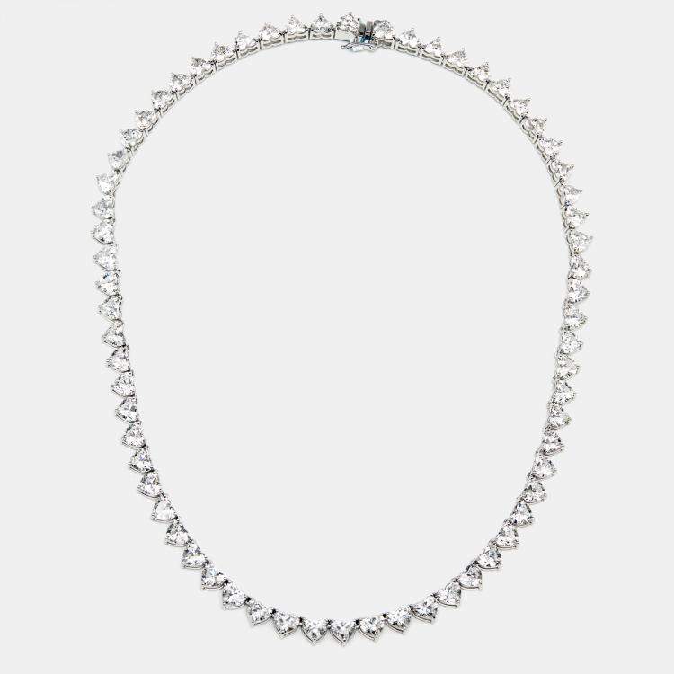 Pre Owned 33.5 cts Heart Lab Grown Diamond 18k White Gold Necklace