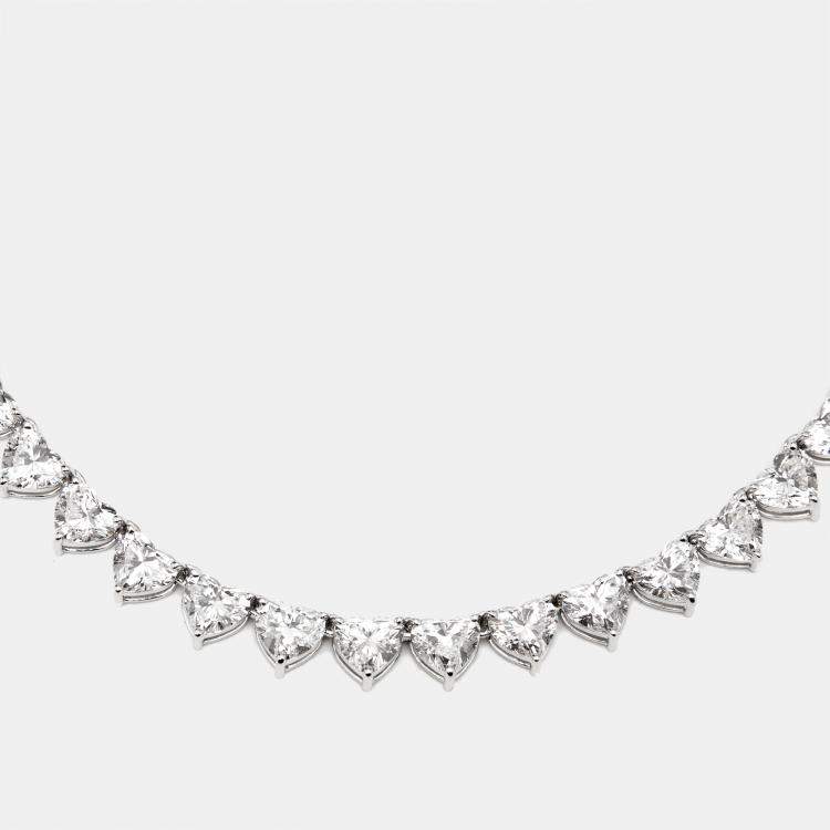 Pre Owned 33.5 cts Heart Lab Grown Diamond 18k White Gold Necklace