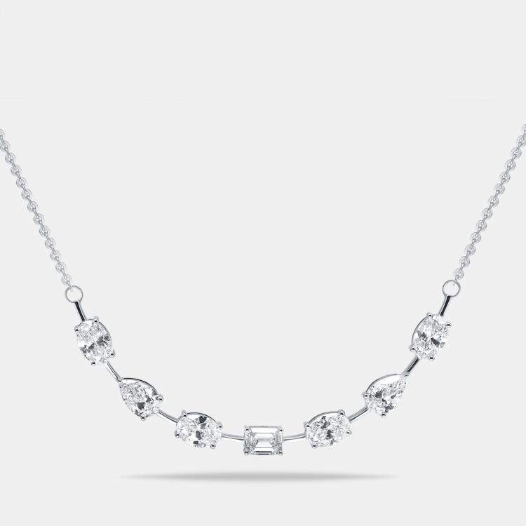 Pre Owned 3 cts Lab Grown Diamond 18k White Gold Necklace