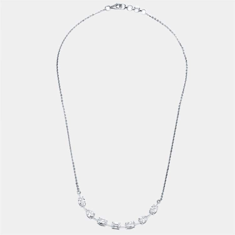 Pre Owned 3 cts Lab Grown Diamond 18k White Gold Necklace