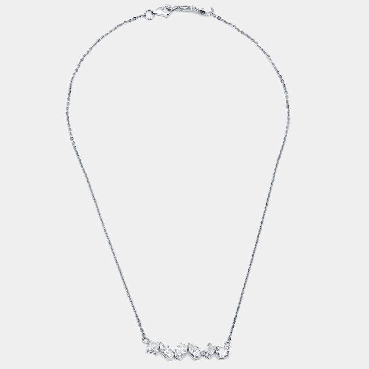 Pre Owned 3 cts Lab Grown Diamond 18k White Gold Necklace
