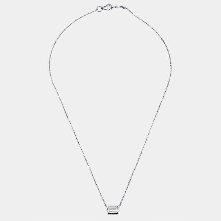 Pre Owned 1.2 cts Lab Grown Diamond 18k White Gold Necklace
