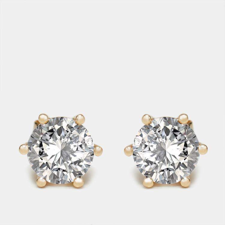Pre Owned 4 cts Round Lab Grown Diamond 18k Yellow Gold Earrings
