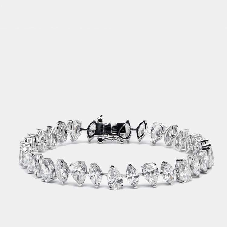 Pre Owned 13.5 cts Pear and Marquise Lab Grown Diamond 18k White Gold Bracelet