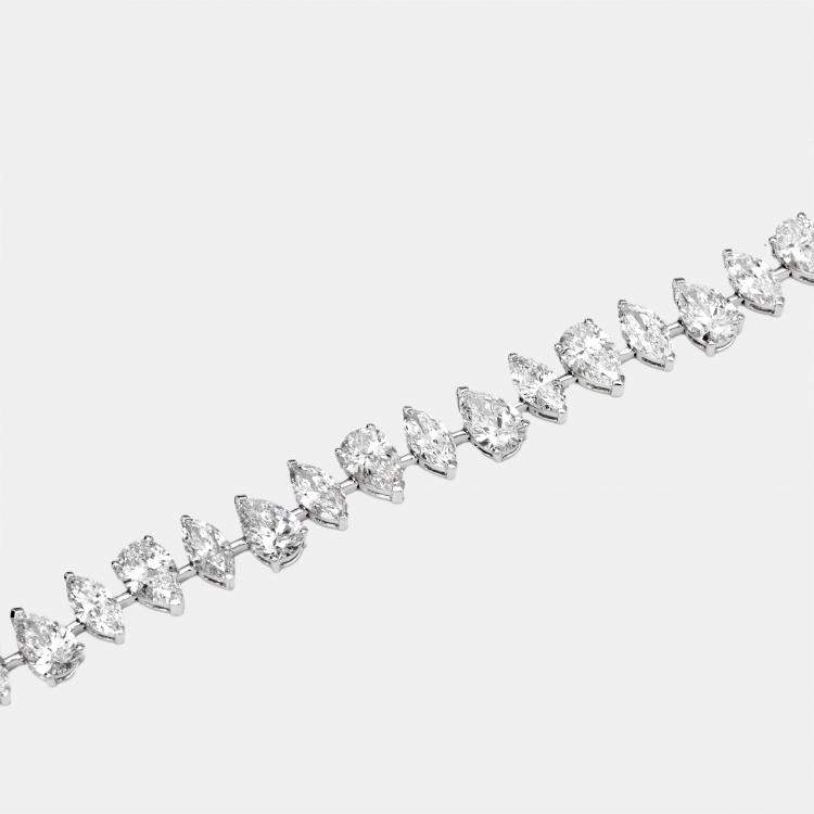 Pre Owned 13.5 cts Pear and Marquise Lab Grown Diamond 18k White Gold Bracelet