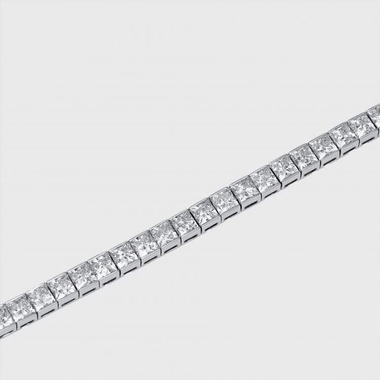 Pre Owned 13 cts Princess Lab Grown Diamond 18k White Gold Bracelet