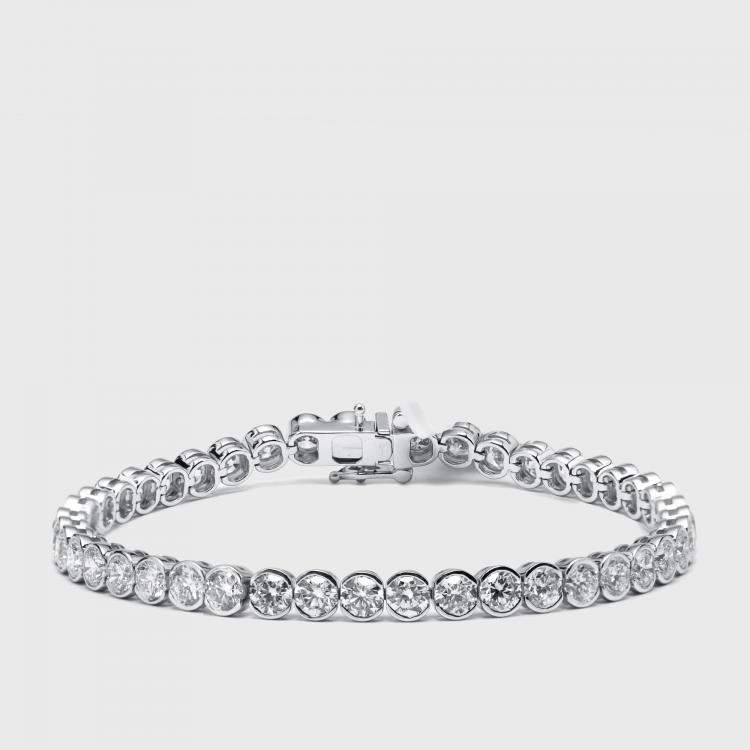 Pre Owned 10.5 cts Round Lab Grown Diamond 18k White Gold Bracelet