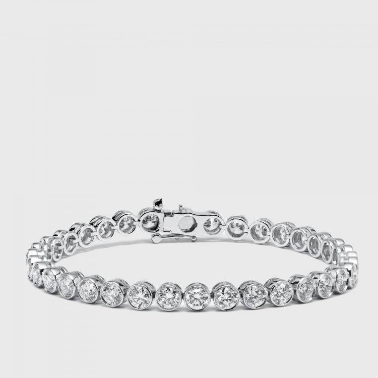 Pre Owned 7.5 cts Round Lab Grown Diamond 18k White Gold Bracelet