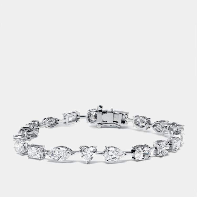 Pre Owned 9.5 cts Lab Grown Diamond 18k White Gold Bracelet