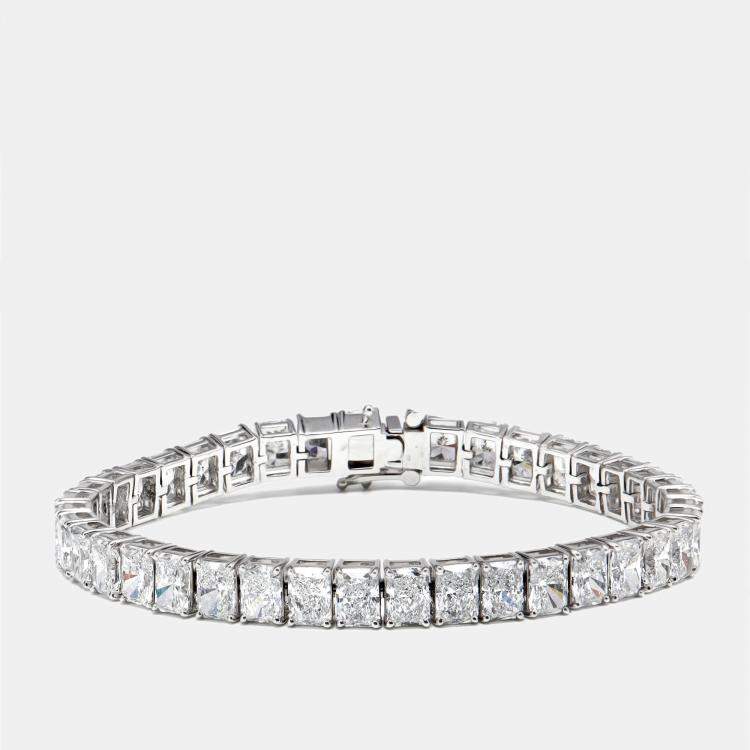 Pre Owned 20 cts Radiant Lab Grown Diamond 18k White Gold Bracelet