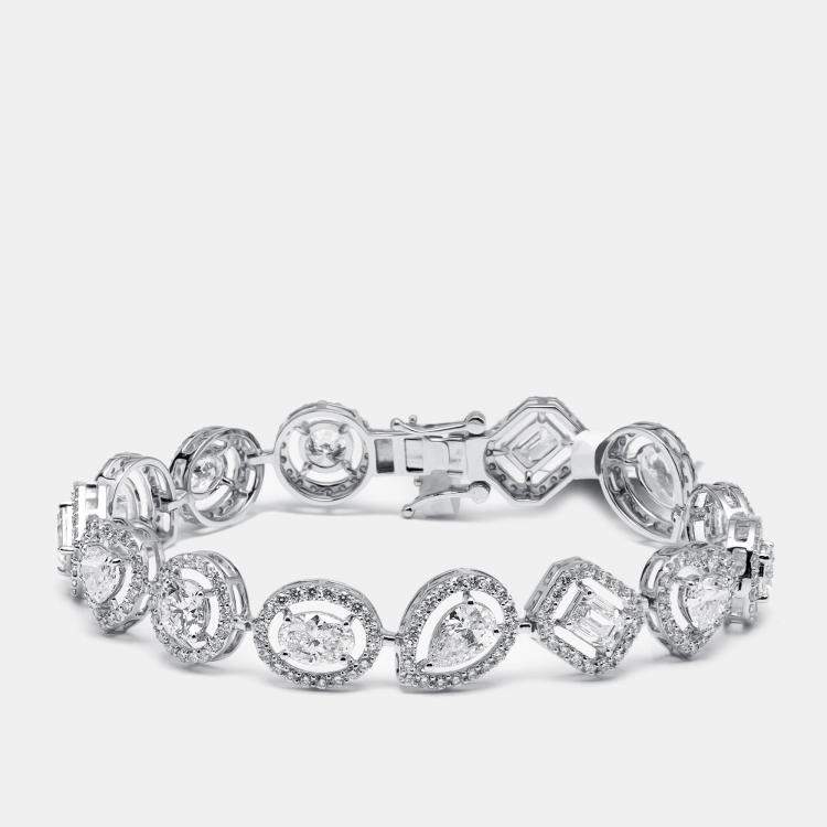 Pre Owned 9.5 cts Lab Grown Diamond 18k White Gold Bracelet