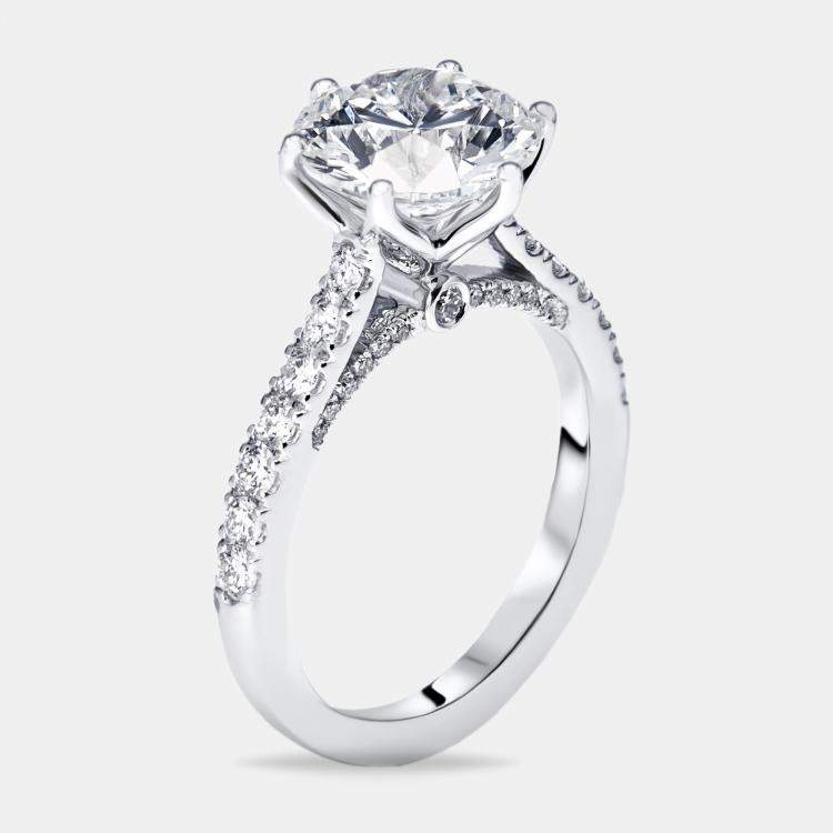 مملوكة مسبقًا 3.5 cts Round Lab Grown Diamond 18k White Gold Ring Size 51