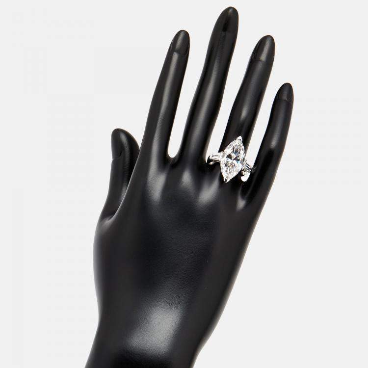 مملوكة مسبقًا 9 cts Marquise Trapezoid Lab Grown Diamond 18k White Gold Ring Size 51