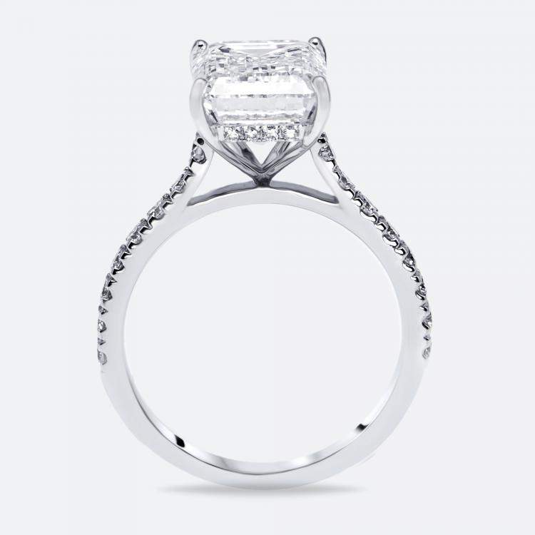 Pre Owned 5.5 cts Emerald Cut Round Lab Grown Diamond 18k White Gold Ring Size 51