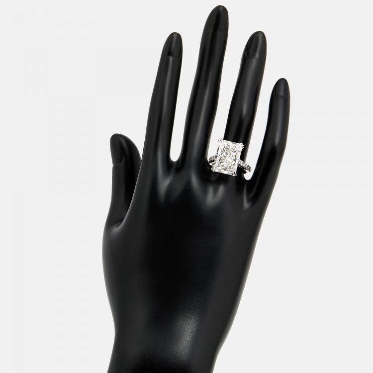 Pre Owned 10.3 cts Radiant Trapezoid Lab Grown Diamond 18k White Gold Ring Size 52