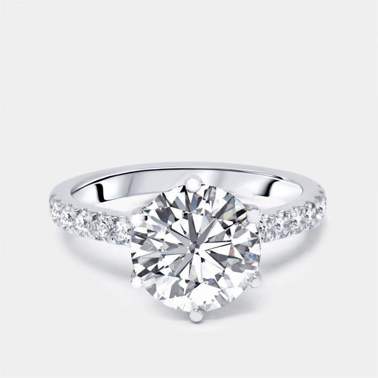 Pre Owned 3.5 cts Round Lab Grown Diamond 18k White Gold Ring Size 53