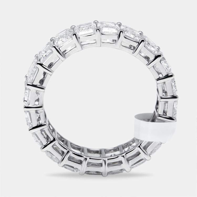Pre Owned 6.5 cts Emerald Cut Lab Grown Diamond 18k White Gold Eternity Ring Size 53