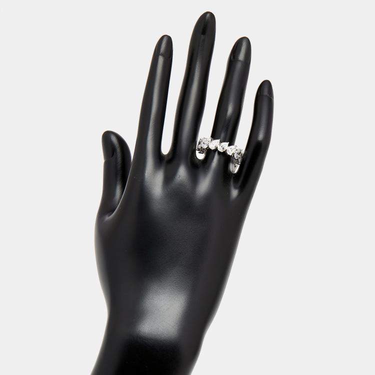 Pre Owned 5 cts Pear Lab Grown Diamond 18k White Gold Eternity Ring Size 53