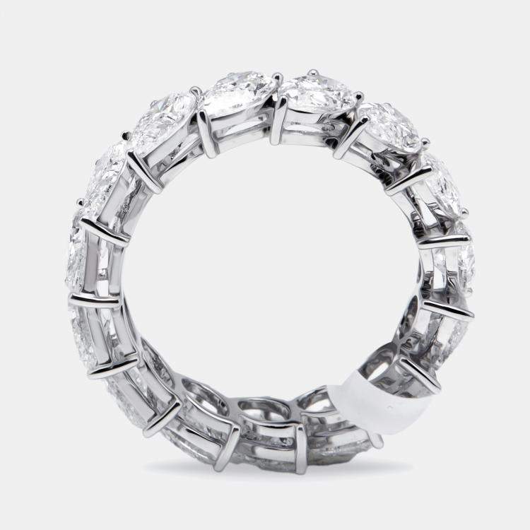Pre Owned 5 cts Pear Lab Grown Diamond 18k White Gold Eternity Ring Size 53