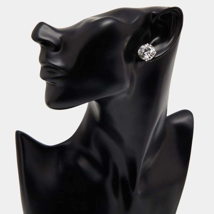 Pre Owned 17.00 cts Round Lab Grown Diamonds 18k White Gold Earrings