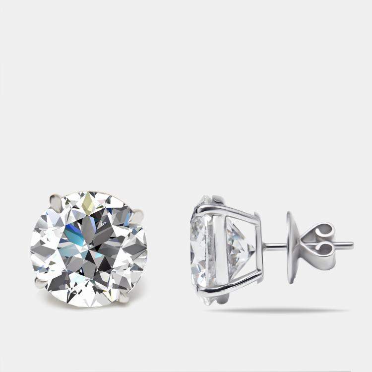Pre Owned 17.00 cts Round Lab Grown Diamonds 18k White Gold Earrings