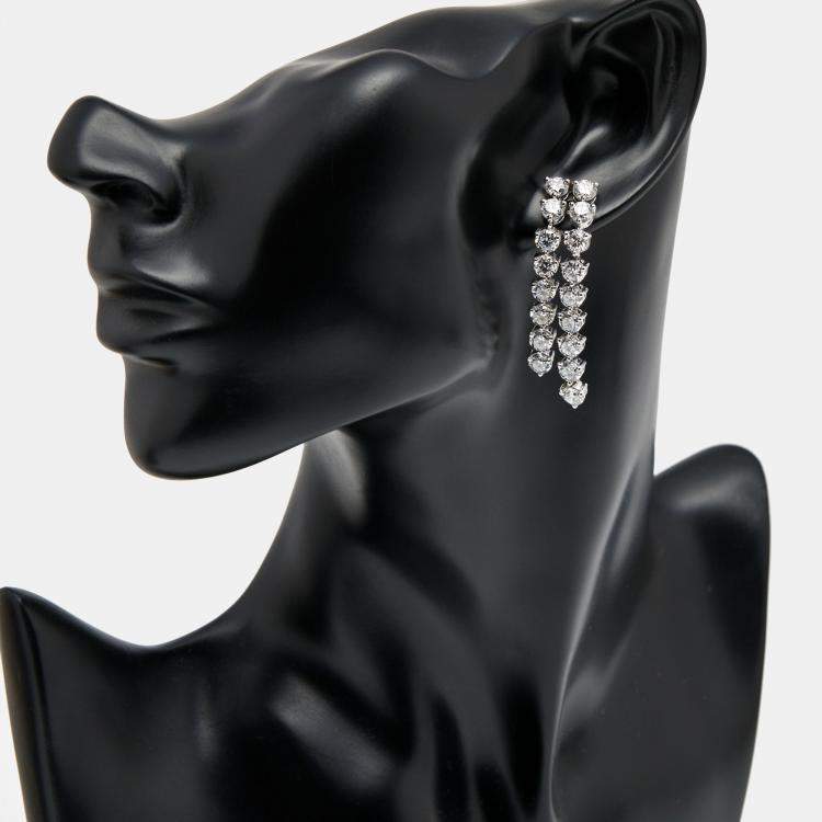 Pre Owned 9.7 cts Round Lab Grown Diamonds 18k White Gold Earrings