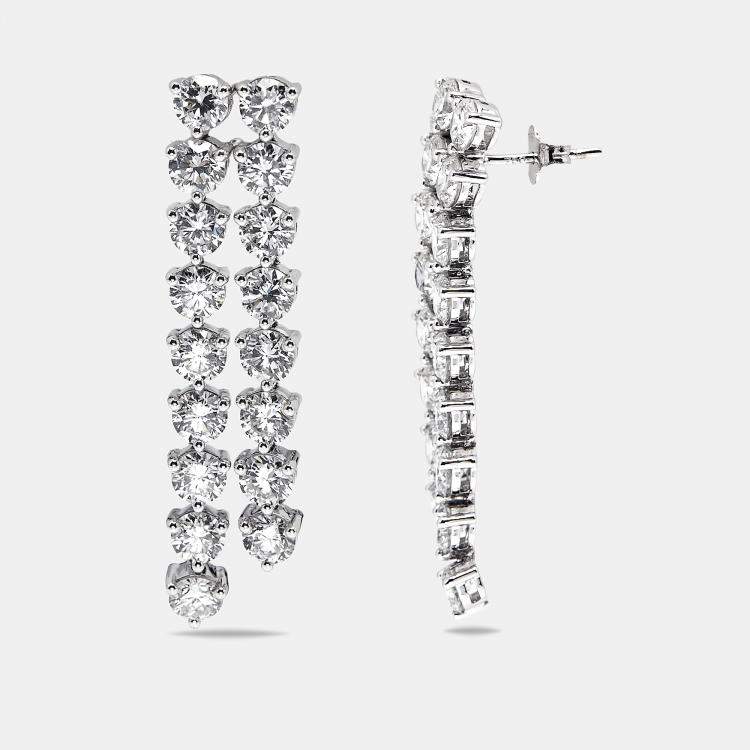 Pre Owned 9.7 cts Round Lab Grown Diamonds 18k White Gold Earrings