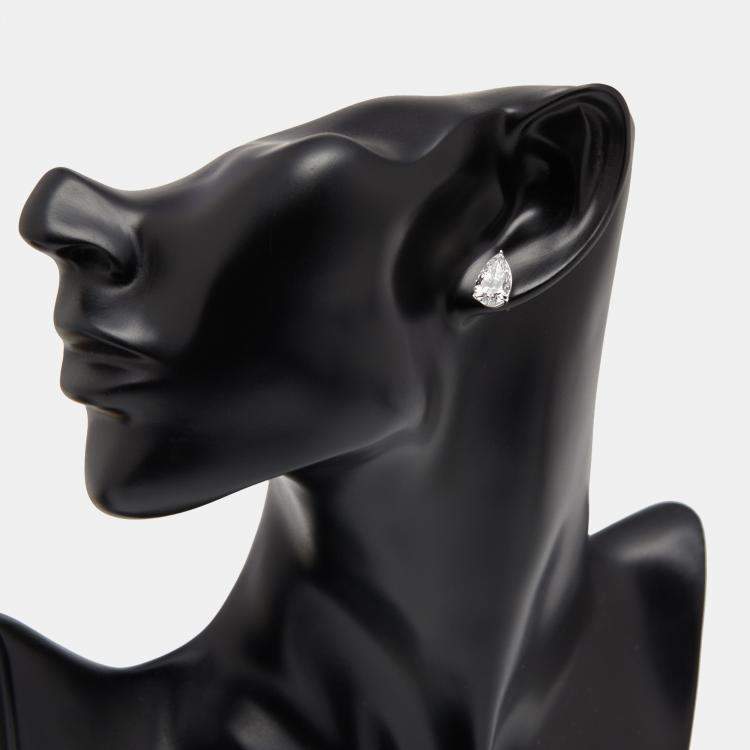 Pre Owned 4 cts Pear Lab Grown Diamonds 18k White Gold Earrings