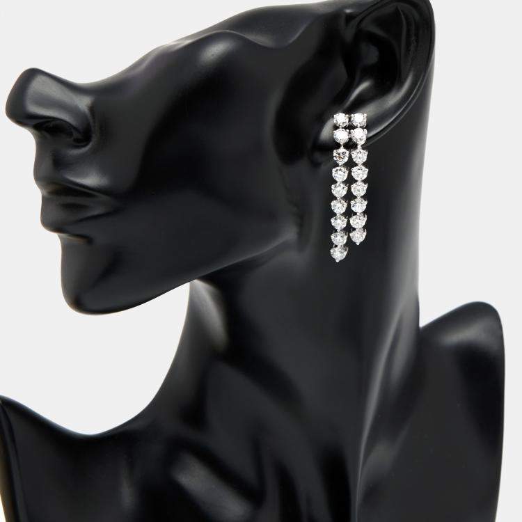 Pre Owned 8.4 cts Round Lab Grown Diamonds 18k White Gold Earrings