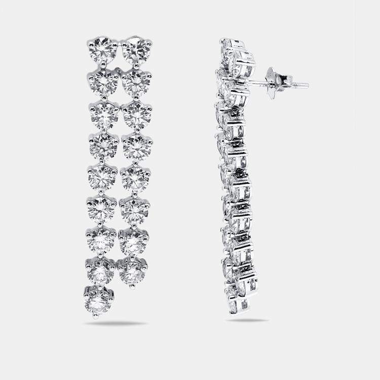 Pre Owned 8.4 cts Round Lab Grown Diamonds 18k White Gold Earrings