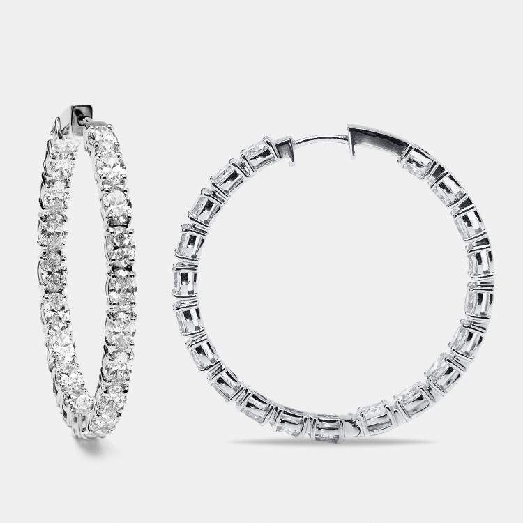 مملوكة مسبقًا 8.00 cts Oval Lab Grown Diamonds 18k White Gold Hoop Earrings
