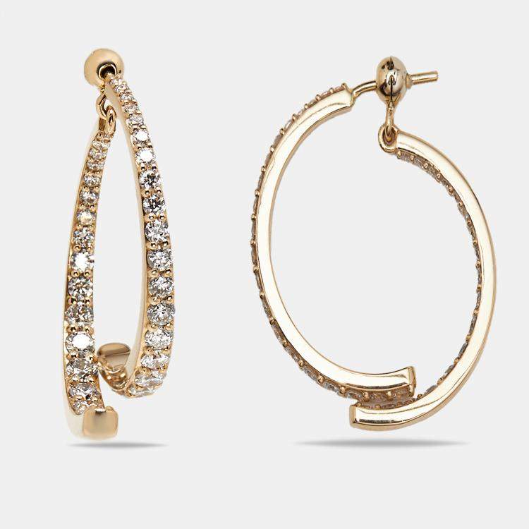 Pre Owned 2.1 cts Round Lab Grown Diamonds 18k Yellow Gold Earrings