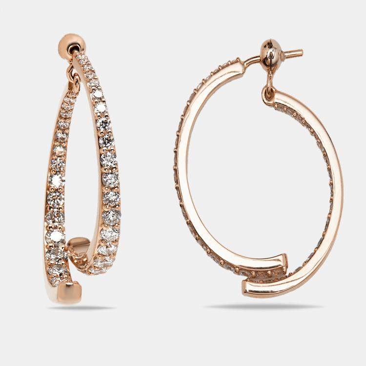 Pre Owned 2.1 cts Round Lab Grown Diamonds 18k Rose Gold Earrings