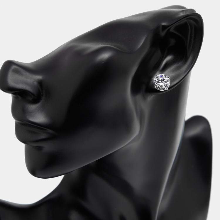 Pre Owned 6 cts Round Lab Grown Diamonds 18k White Gold Earrings