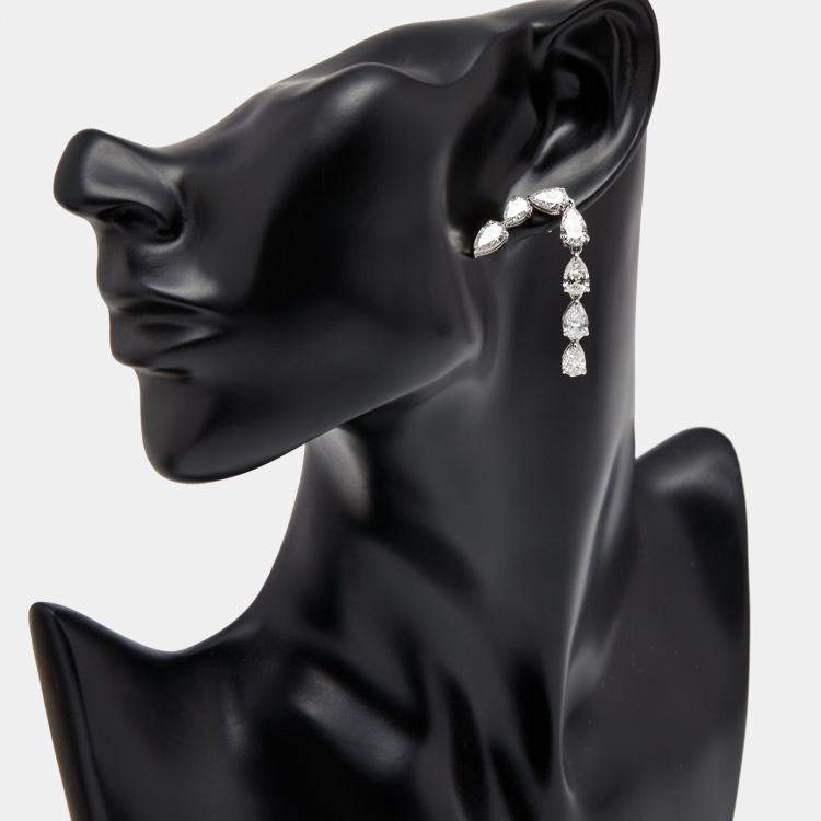 Pre Owned 8.00 cts Pear Lab Grown Diamonds 18k White Gold Earrings