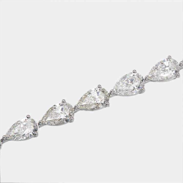 Pre Owned 18 cts Pear Lab Grown Diamonds 18k White Gold Bracelet
