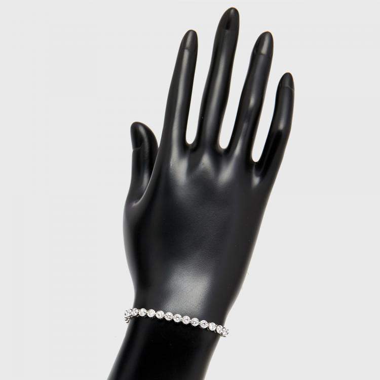 Pre Owned 7.5 cts Round Lab Grown Diamonds 18k White Gold Bracelet