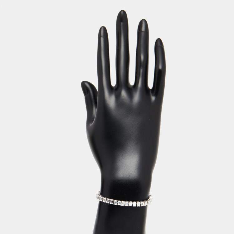 Pre Owned 11.5 cts Emerald Cut Lab Grown Diamonds 18k White Gold Bracelet