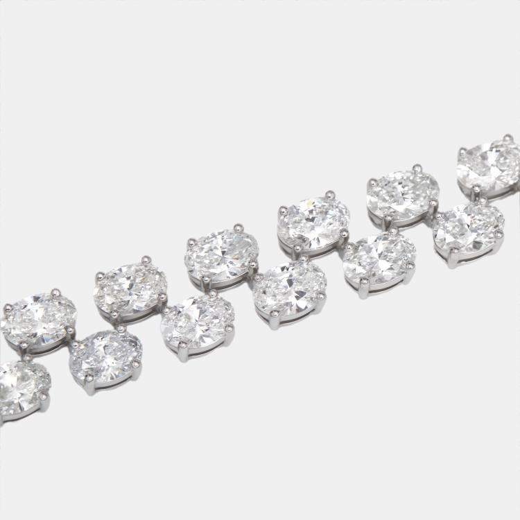 Pre Owned 20.8 cts Oval Lab Grown Diamonds 18k White Gold Bracelet