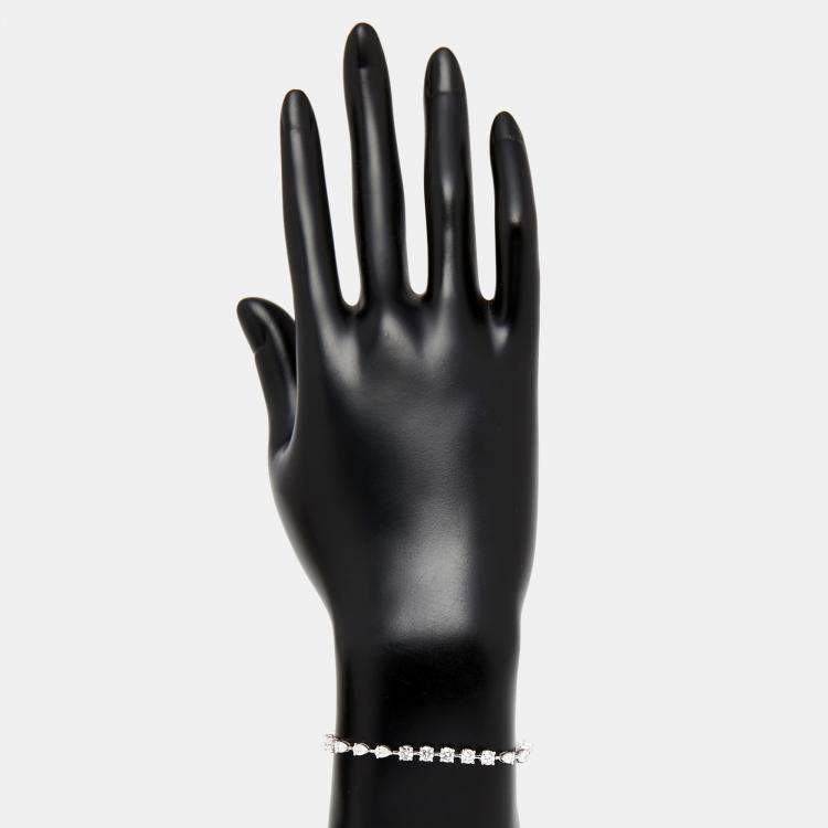 Pre Owned 3.9 cts Pear Round Lab Grown Diamonds 18k White Gold Bracelet