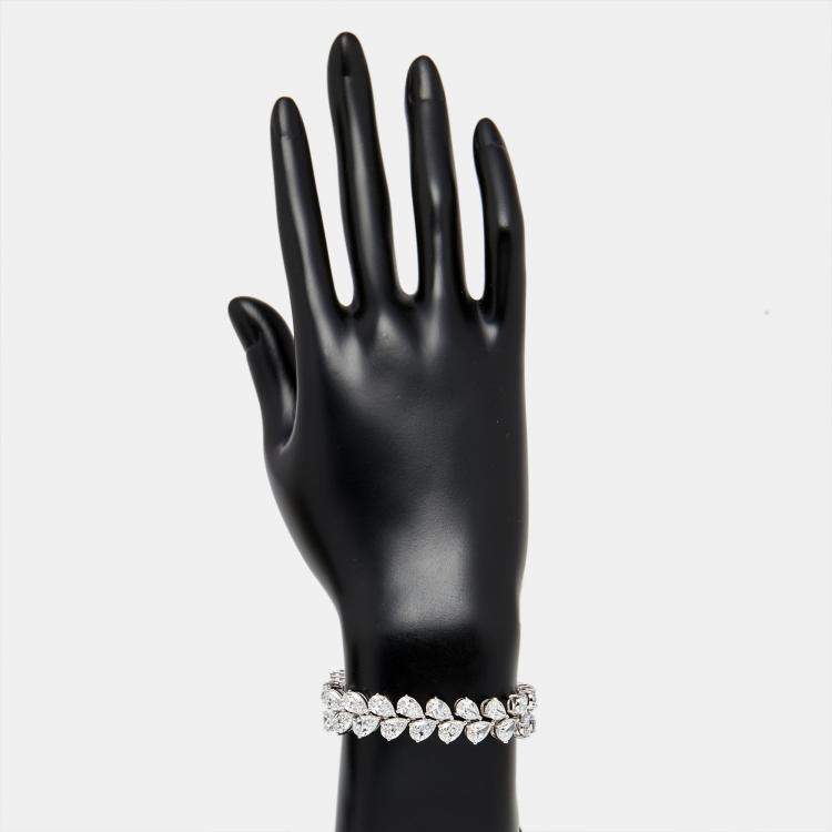 Pre Owned 35.00 cts Pear Lab Grown Diamonds 18k White Gold Bracelet