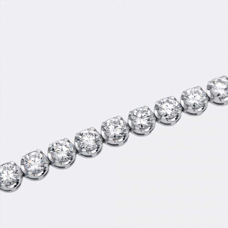 Pre Owned 12.5 cts Round Lab Grown Diamonds 18k White Gold Bracelet
