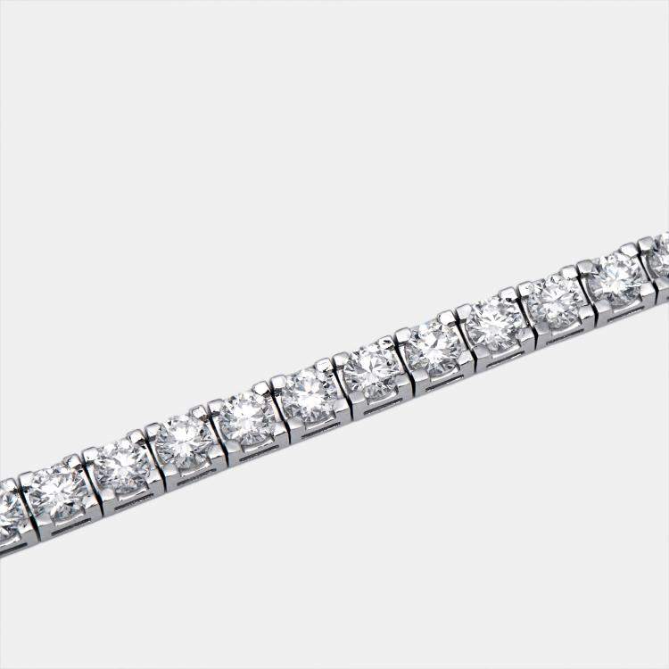 Pre Owned 9 cts Round Lab Grown Diamonds 18k White Gold Bracelet